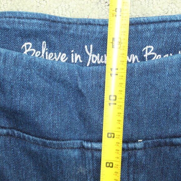 Belle By Kim Gravel Pull on Straight Women's Size 12 Dark Wash Blue Denim jeans - Picture 5 of 6